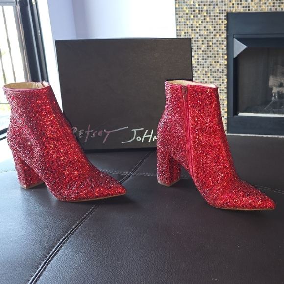 Betsey Johnson Cady Red Sequine Booties - Picture 2 of 11